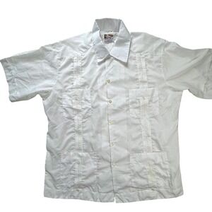Tony Creaciones Mens White Guayabera Shirt XXXL 46 Mexico Pleated 4-Pocket 3xl